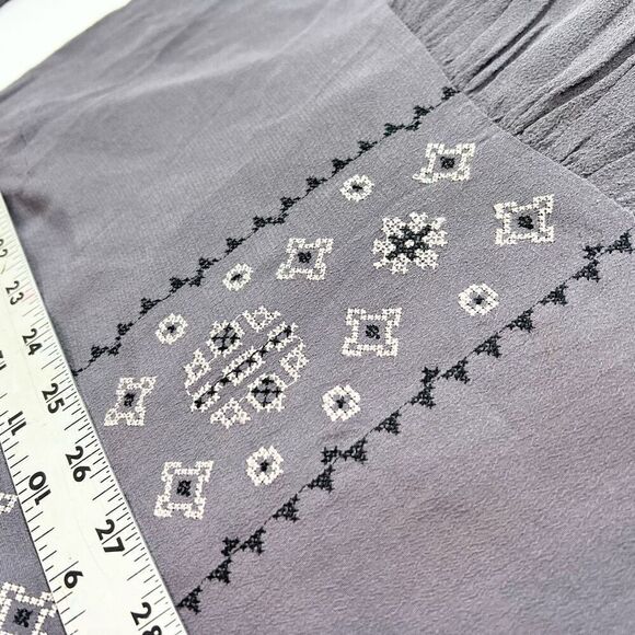 Garnet Hill Dress Womens 12 3/4 Sleeve Crochet Grey Pockets Flowy Comfort - Picture 6 of 12